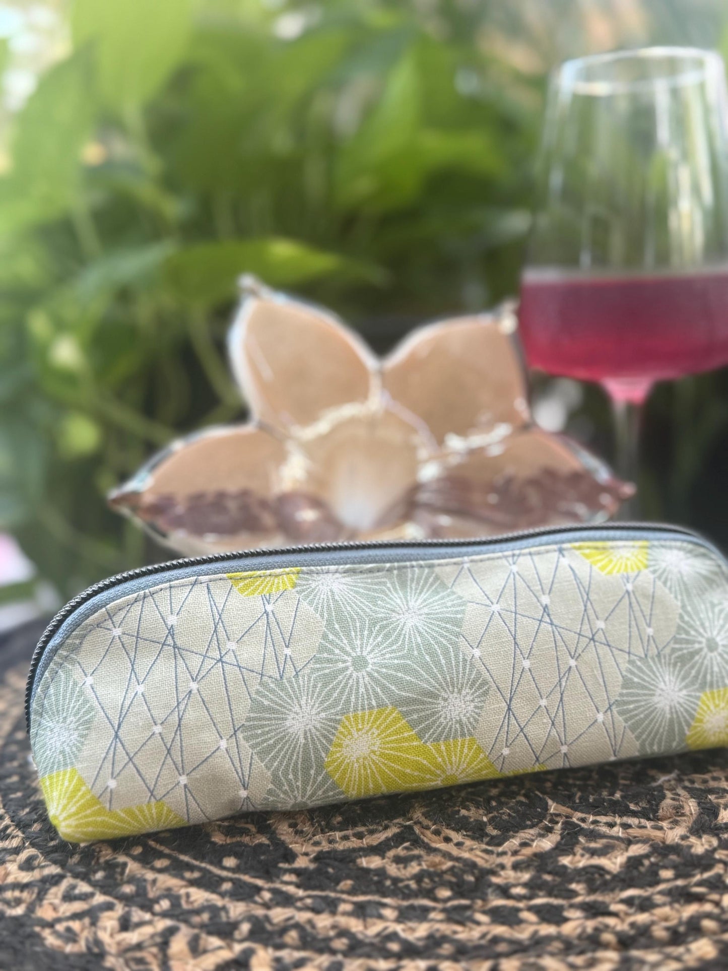 Handmade zippered travel case, brush case, glasses holder, versatile little bag, great for purse organization, pencil case