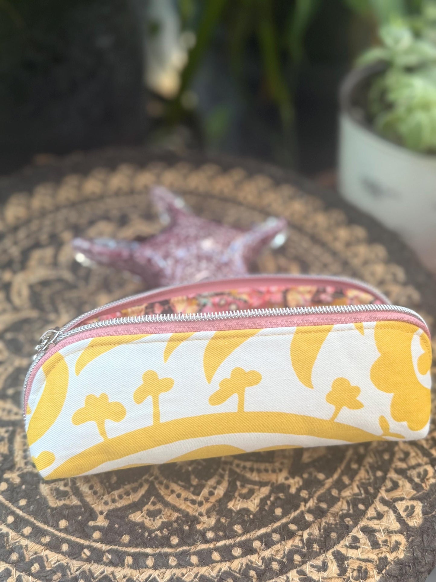 Handmade zippered travel case, brush case, glasses holder, versatile little bag, great for purse organization, pencil case