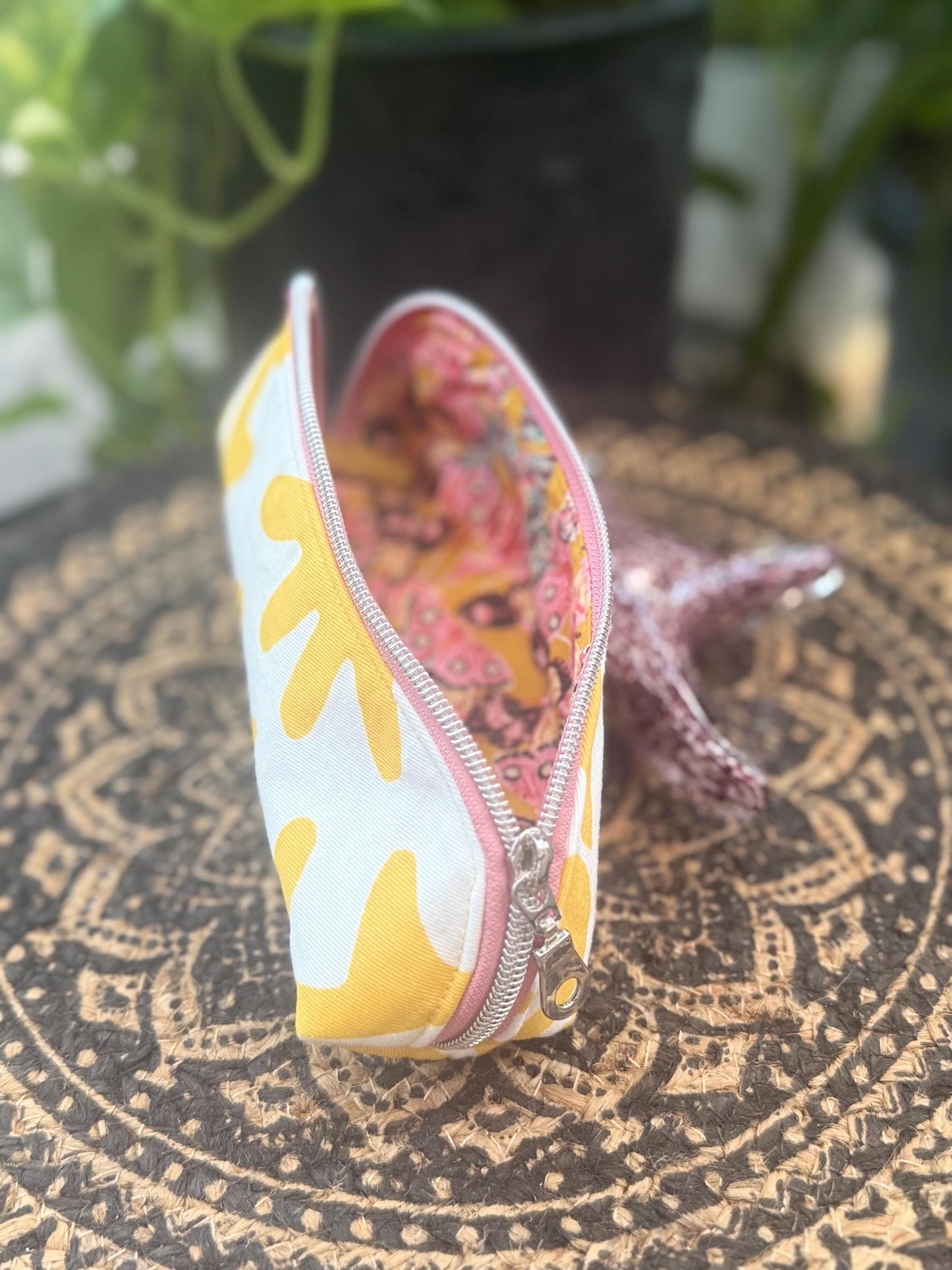 Handmade zippered travel case, brush case, glasses holder, versatile little bag, great for purse organization, pencil case