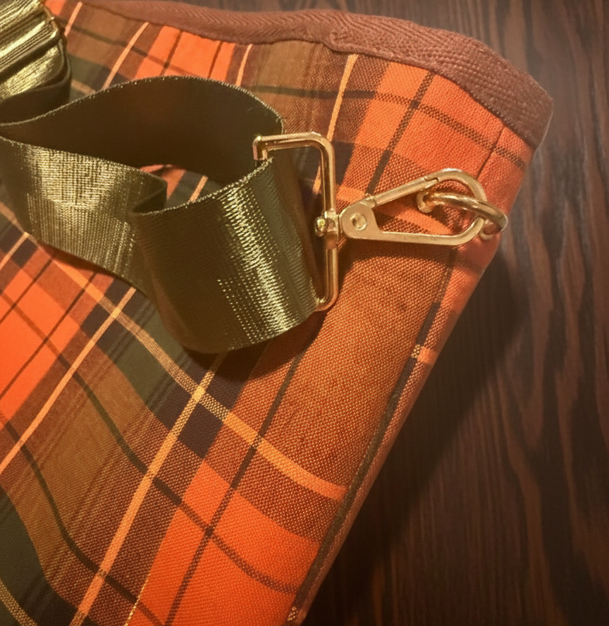 Stitchin’ by M.- Plaid shoulder bag with optional crossbody strap