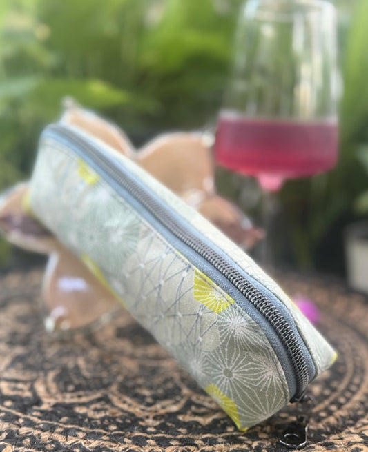 Handmade zippered travel case, brush case, glasses holder, versatile little bag, great for purse organization, pencil case