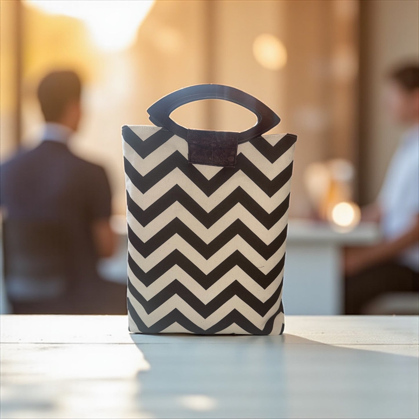 Stitchin’ by M.- Brown and cream Chevron handbag