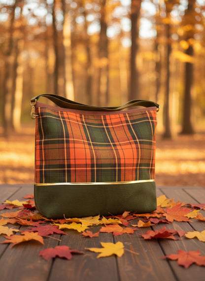 Stitchin’ by M.- Plaid shoulder bag with optional crossbody strap