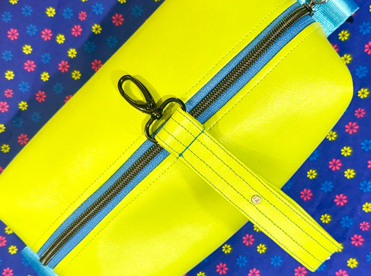 Stitchin’ by M.- Marine vinyl toiletry case, custom made, waterproof with wrist strap for travel ease
