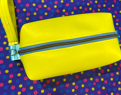 Stitchin’ by M.- Marine vinyl toiletry case, custom made, waterproof with wrist strap for travel ease