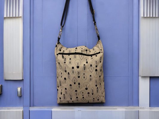 Stitchin’ by M.- Large durable tote bag, external zipper pocket