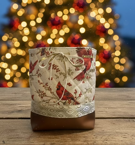 Stitchin’ by M.- Cardinal Christmas gift bag